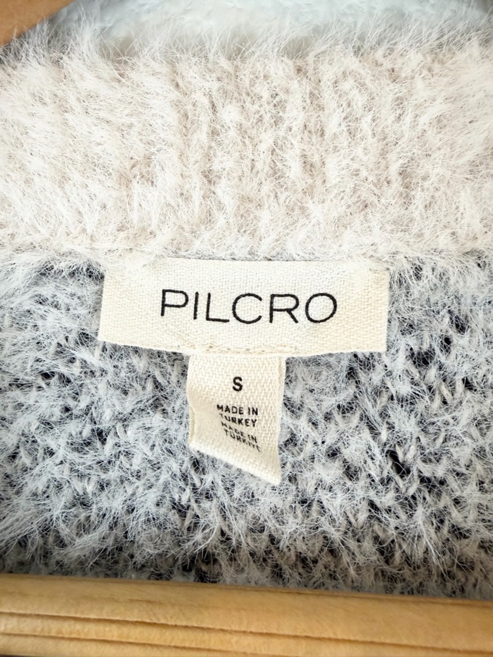 Anthropologie Pilcro Star Patterned Eyelash Sweater Size S Ivory Black Crewneck - Picture 6 of 10